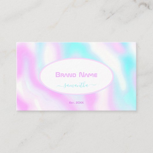 シックな紫のティール（緑がかった色）水色とアポイントメント写真 名刺 (正面)