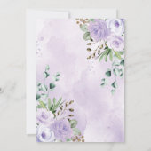 シックな紫のフローラサファリ動物ガールベビーシャワー 招待状 (裏面)