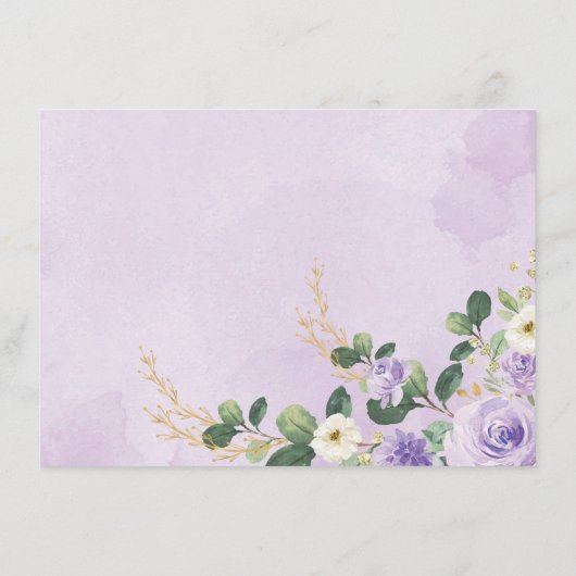 シックな紫のフローラゾウのシャワーオムツラッフル エンクロージャーカード (裏面)