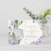 シックな紫のフローラゾウのシャワーオムツラッフル エンクロージャーカード (スタンド正面)