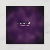 シックな紫のフローラピンクブルゴーニュグリッターモノグラム スクエア名刺 (正面)