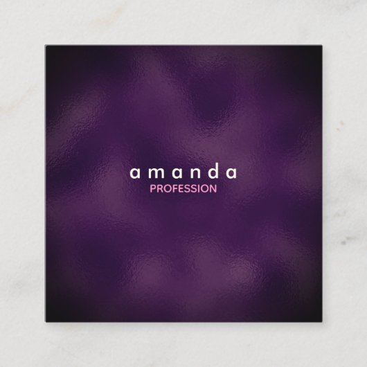 シックな紫のフローラピンクブルゴーニュグリッターモノグラム スクエア名刺 (正面)