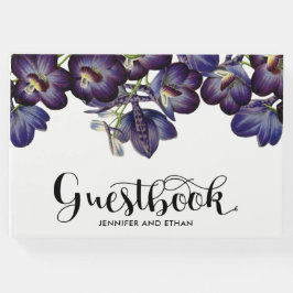 シックな紫のフローラ結婚写真 ゲストブック