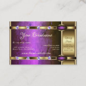 シックな紫の大理石パターンと贅沢な黄金 名刺 (裏面)