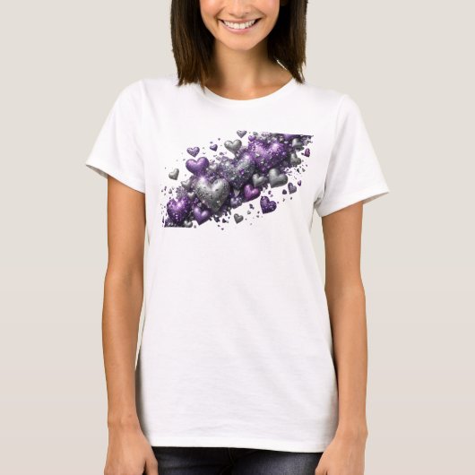 シックな紫の抽象芸術アートプリント Tシャツ (正面)