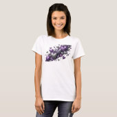 シックな紫の抽象芸術アートプリント Tシャツ (正面フル)
