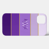 シックな紫の色ストライプ付き名前付き Case-Mate iPhoneケース (裏面 (横))