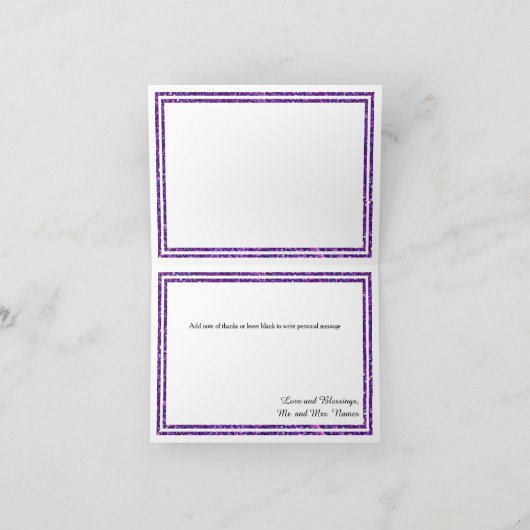 シックな紫の輝フェイクくトリム – サンキューカード (内部)