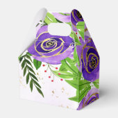 シックな紫の金ゴールドフローラかわいい象の赤ちゃんシャワー フェイバーボックス (裏面サイド)