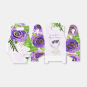 シックな紫の金ゴールドフローラかわいい象の赤ちゃんシャワー フェイバーボックス (折り畳みなし)