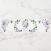 シックな紫の金ゴールドフローラゾウ赤ちゃんシャワーの好意 ペットボトルラベル (シングルラベル)