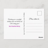 シックな紫の金ゴールドホリデーライトクリスマスの新年 ポストカード (裏面)