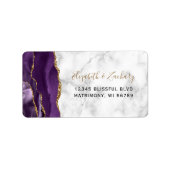 シックな紫の金ゴールド大理石結婚式RSVPセルフアドレス ラベル (正面)