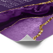 シックな紫の金ゴールド瑪瑙パーティーシーティングチャート ポスター (角)