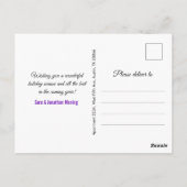 シックな紫フェイクの銀グリッタークリスマス新年 ポストカード (裏面)