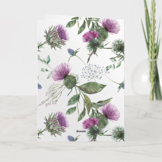 シックな紫色のアザミカスタマイズ可能な二つ結婚折り 招待状 (裏面)