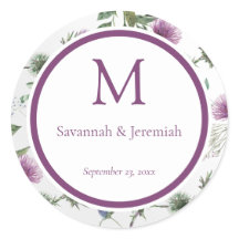 シックな紫色のアザミフローラカスタマイズ結婚可能