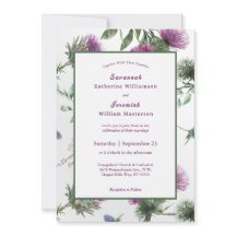 シックな紫色のアザミフローラカスタマイズ結婚可能