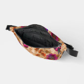 シックな紫色のクリーム花柄 ファニーパック (見開き)