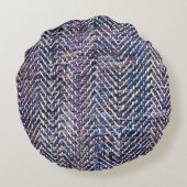 シックな紫色のシェブロン模様 ラウンドクッション (裏面)