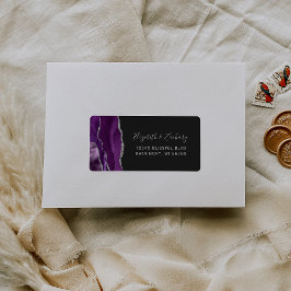 シックな紫色のシルバーダークウェディングRSVPセルフアドレス ラベル