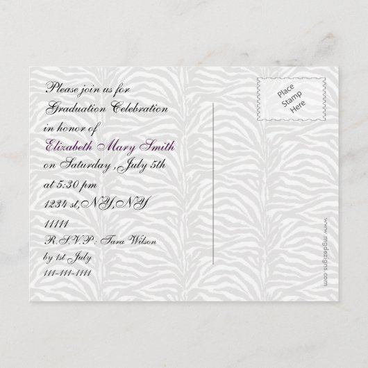 シックな紫色のトリプルフォトグラディション招待状 インビテーションポストカード (裏面)