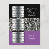 シックな紫色のトリプルフォトグラディション招待状 インビテーションポストカード (正面)