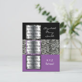 シックな紫色のトリプルフォトグラディション招待状 インビテーションポストカード (スタンド正面)