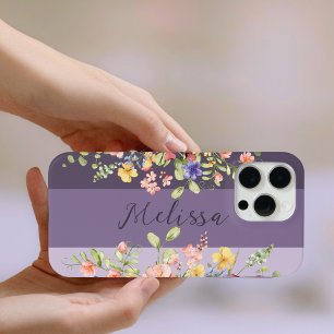 シックな紫色のパレット開花ワイルドフラワー iPhone 15 PRO MAXケース