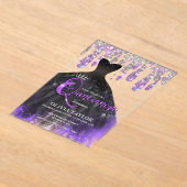 シックな紫色のブラッククリスタルドリップキンセアニェラ アクリル招待状 (レイダウン)