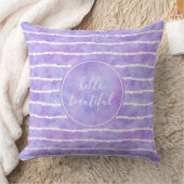 シックな紫色の水の色のストライプ美しい クッション (ブランケット)