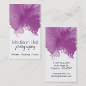 シックな紫色の水彩名刺 名刺 (正面/裏面)