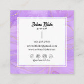 シックな紫色の水色とトレンディーの外観 スクエア名刺 (裏面)