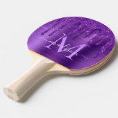 シックな紫色の滴下グリッターブラシメタルモノグラム 卓球ラケット (正面アングル)