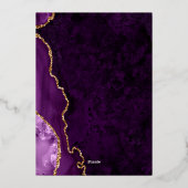 シックな紫色の瑪瑙の日付を保存金ゴールド 箔招待状 (裏面)