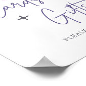 シックな紫色の花のスクリプトブライダルシャワーの好意 ポスター (角)