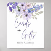 シックな紫色の花のスクリプトブライダルシャワーの好意 ポスター (正面)