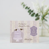 シックな紫色の鳥のケージ、愛鳥ありがとう ポストカード (スタンド正面)