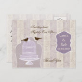 シックな紫色の鳥のケージ、愛鳥ありがとう ポストカード (正面/裏面)