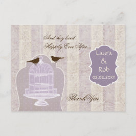 シックな紫色の鳥のケージ、愛鳥ありがとう ポストカード