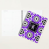 シックな紫色の黒と白のジオメトリックパーソナライズされたス プランナー手帳 (ディスプレー)