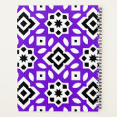 シックな紫色の黒と白のジオメトリックパーソナライズされたス プランナー手帳 (裏面)
