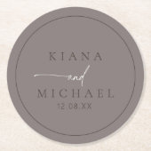 シックな結婚ニュートラルのウォームグレーID1020 ラウンドペーパーコースター (正面)