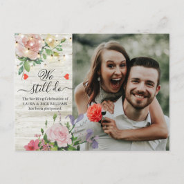 シックな結婚フローラの延期We Still Do Photo 案内ポストカード