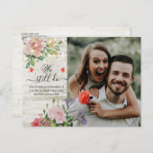 シックな結婚フローラの延期We Still Do Photo 案内ポストカード (正面/裏面)