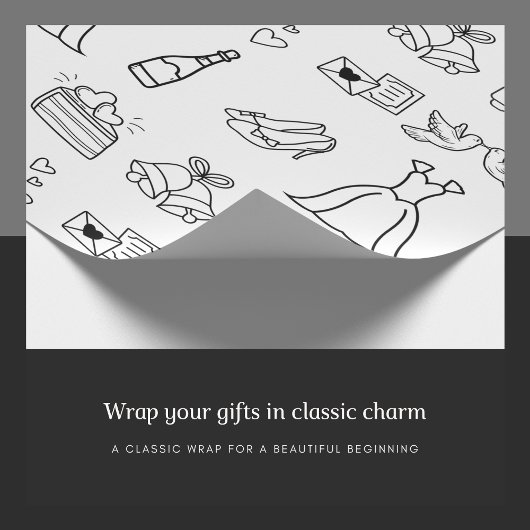 シックな結婚式の日のギフトラップ ラッピングペーパー
