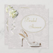 シックな結婚式の靴のペイズリーのレースのブライダルシャワー 招待状 (正面/裏面)