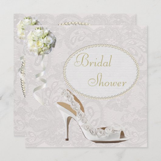 シックな結婚式の靴のペイズリーのレースのブライダルシャワー 招待状