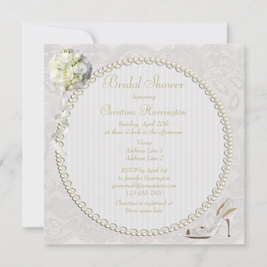 シックな結婚式の靴のペイズリーのレースのブライダルシャワー 招待状 (裏面)