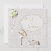 シックな結婚式の靴のペイズリーのレースのブライダルシャワー 招待状 (正面)